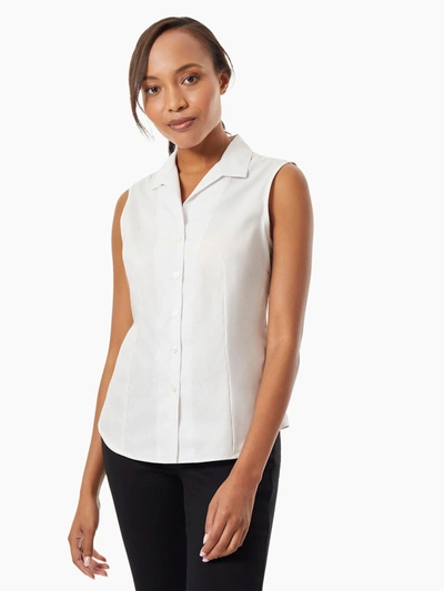 Shop Jones New York Easy-care Sleeveless Button-up Shirt In White