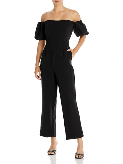 Shop Sam Edelman Womens Square Neck Puff Sleeve Jumpsuit In Black