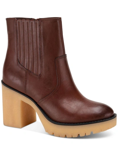 SUN + STONE LENNII WOMENS FAUX LEATHER PLATFORM ANKLE BOOTS 
