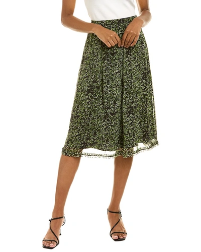 Shop Mikael Aghal Ruffle Midi Skirt In Green