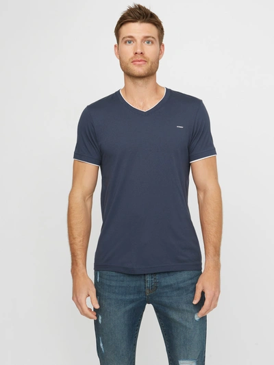 Shop Guess Factory Armin V-neck Tee In Blue
