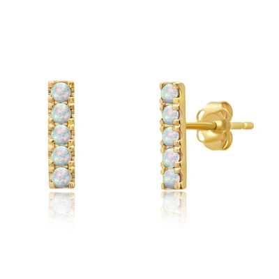 Max + Stone 14k Yellow Gold Small 2mm Gemstone Bar Stud Earrings With Push Backs In Gold