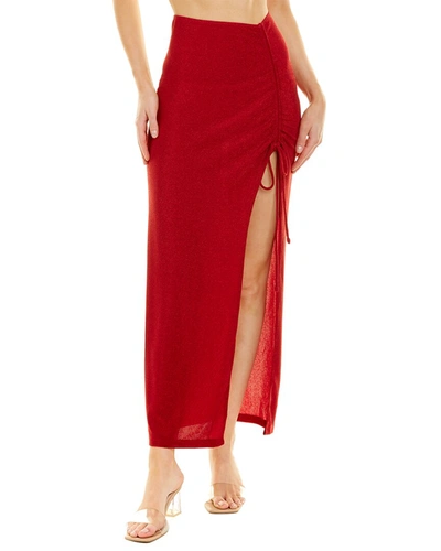 Shop Sonya Ruched Maxi Skirt In Red