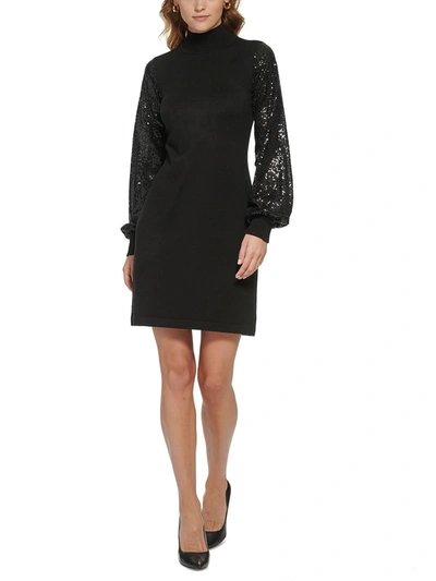 Shop Jessica Howard Womens Sequined Mini Sweaterdress In Black