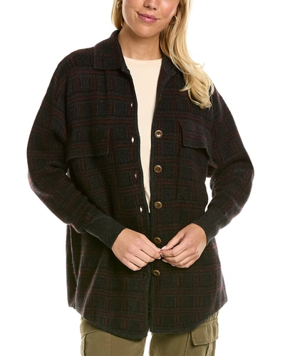 Shop Autumn Cashmere Plaid Cashmere & Wool-blend Shacket In Black