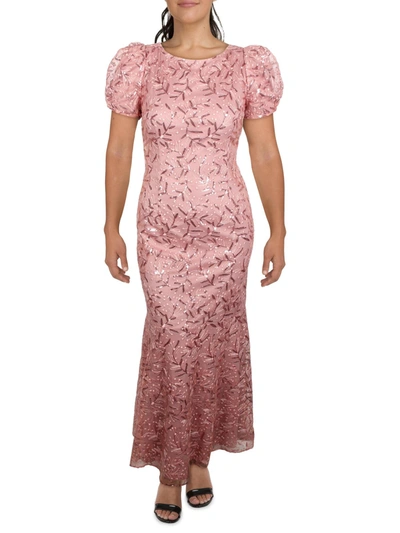 Shop Js Collections Womens Embroidered Maxi Evening Dress In Pink