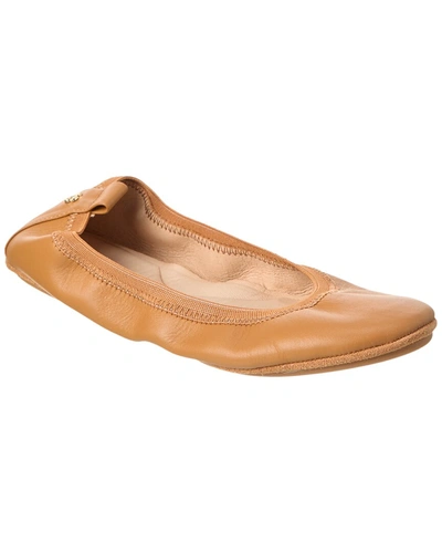 Shop Yosi Samra Samara Leather Foldable Ballet Flat In Brown