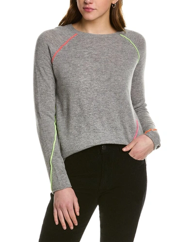 Shop Lisa Todd Neon Trim Wool & Cashmere-blend Sweater In Grey