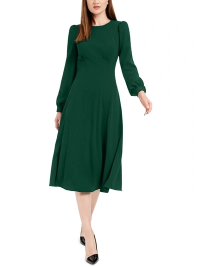 Shop Calvin Klein Womens Crewneck Midi Wear To Work Dress In Multi