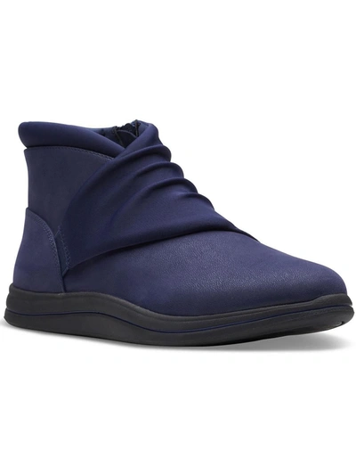 Shop Cloudsteppers By Clarks Breeze Dusk Womens Faux Leather Embossed Ankle Boots In Blue