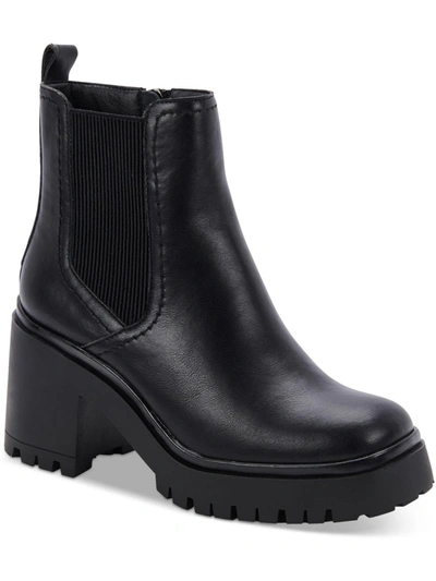 Shop Aqua College Raine Womens Lug Sole Faux Leather Chelsea Boots In Black