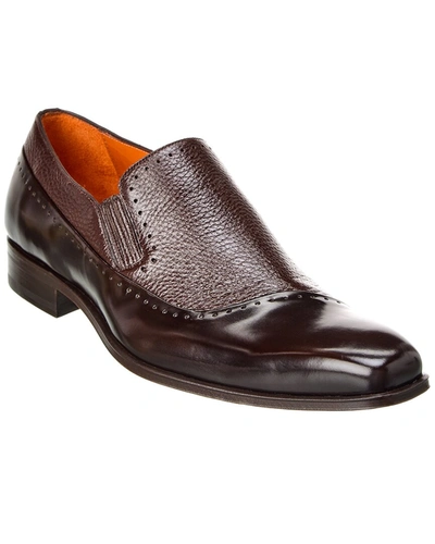 Shop Mezlan Leather Slip-on Loafer In Brown