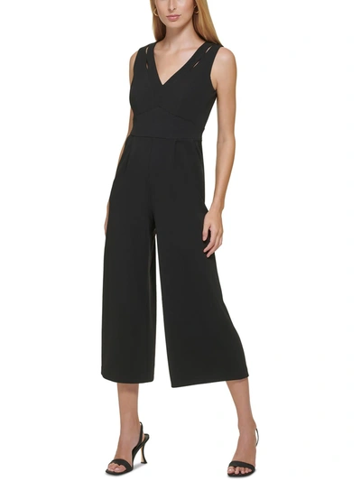 Shop Calvin Klein Womens V-neck Sleeveless Jumpsuit In Black