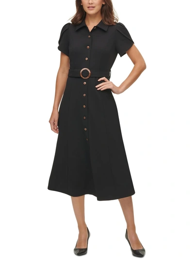 Shop Calvin Klein Womens Collared Midi Shirtdress In Black