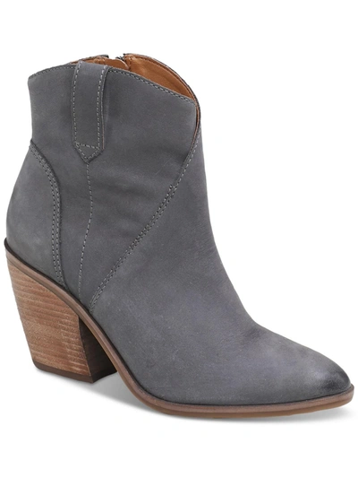 Shop Lucky Brand Loxona Womens Leather Side Zip Ankle Boots In Grey