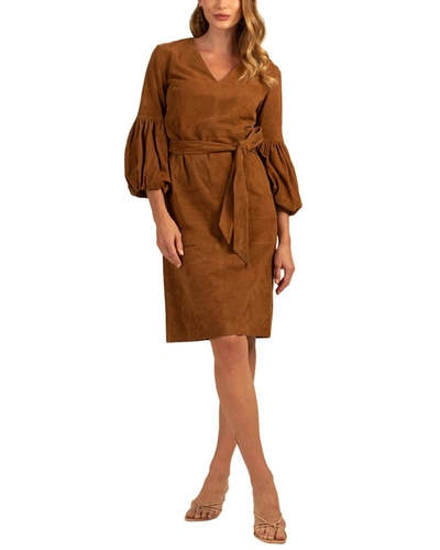Shop Trina Turk Priya Suede Dress In Brown