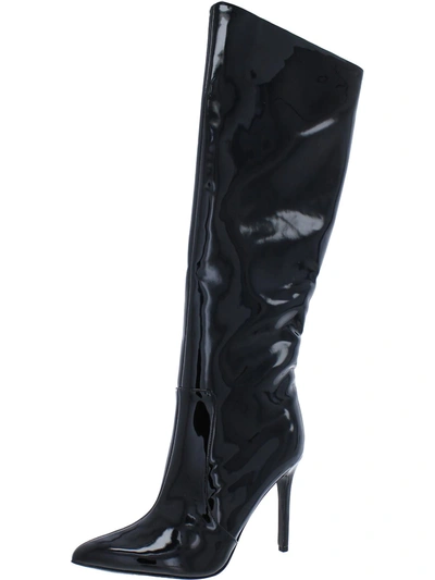 Shop Nine West Taler 3 Womens Faux Leather Pull-on Knee-high Boots In Black