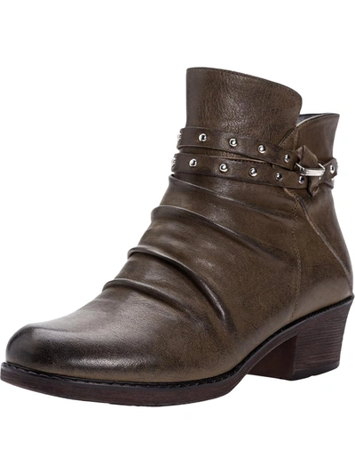 Shop Propét Roxie Womens Leather Block Heel Booties In Brown
