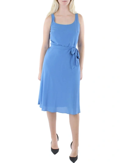 Shop Lauren Ralph Lauren Womens Crepe Calf Midi Dress In Blue