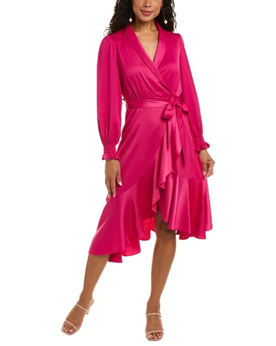 Shop Taylor Surplice Ruffle Midi Dress In Pink