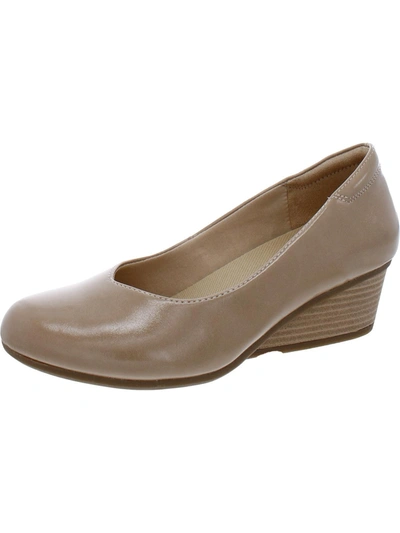 Shop Dr. Scholl's Shoes Be Ready Womens Faux Suede Slip On Wedge Heels In Beige