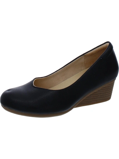 Shop Dr. Scholl's Shoes Be Ready Womens Faux Suede Slip On Wedge Heels In Black