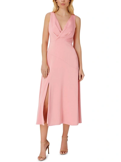 Shop Aidan Mattox Womens Satin Sleeveless Midi Dress In Multi