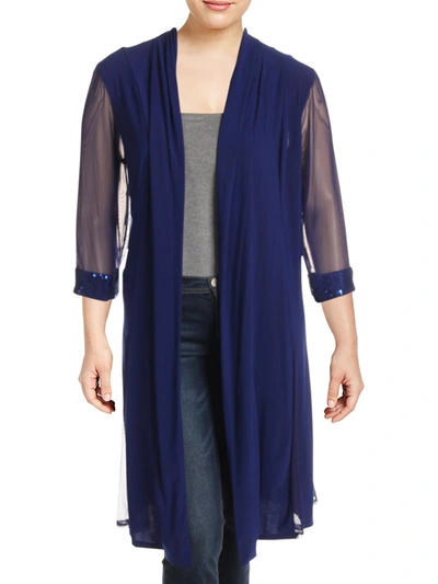 R & M Richards Plus Womens Godet Office Duster Top In Blue