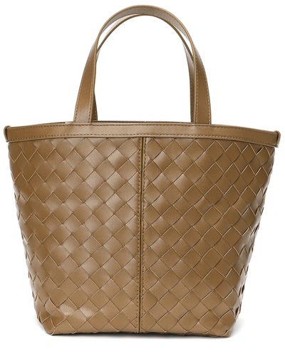 Shop Tiffany & Fred Woven Leather Top Handle Shoulder Bag In Brown