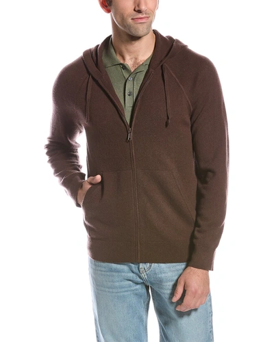 Shop Vince Zip Wool & Cashmere-blend Hoodie In Brown