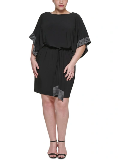 Shop Jessica Howard Plus Womens Jersey Blouson Cocktail And Party Dress In Black