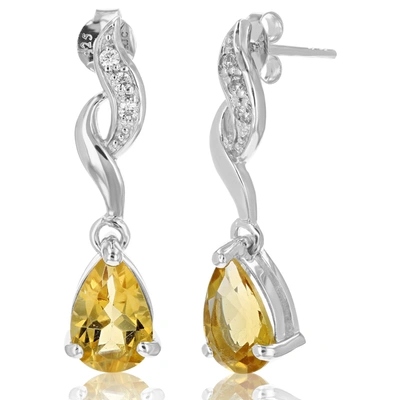 Shop Vir Jewels 1.70 Cttw Citrine Earrings .925 Sterling Silver With Rhodium Plating Pear Shape In Gold