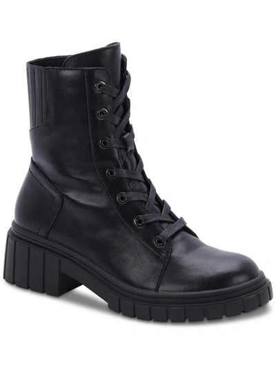 Shop Aqua College Perel Womens Leather Lugged Sole Combat & Lace-up Boots In Black