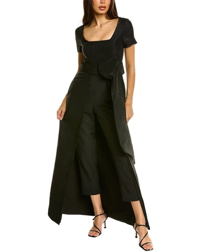 Shop Kay Unger Olympia Walk-thru Jumpsuit In Black