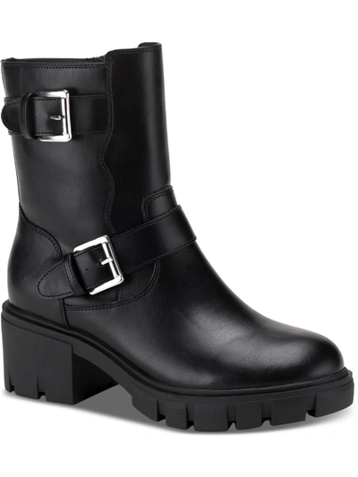 Sun + Stone Lionell Womens Faux Leather Embossed Motorcycle Boots In Multi