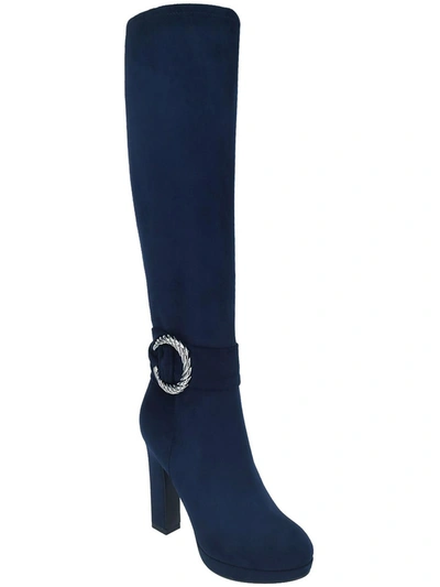 Shop Impo Ovidia Womens Faux Suede Buckle Mid-calf Boots In Blue
