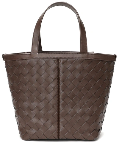 Shop Tiffany & Fred Woven Leather Top Handle Shoulder Bag In Brown