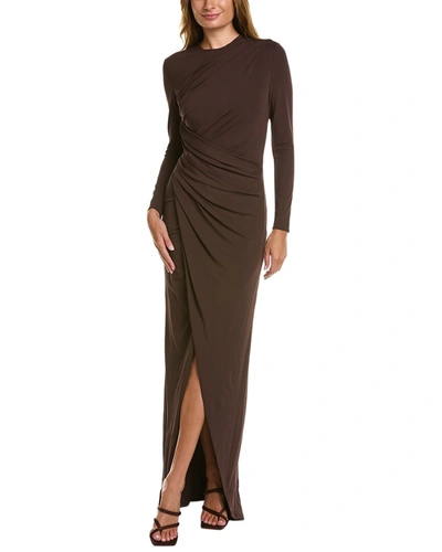 Shop Michael Kors Collection Draped Gown In Brown