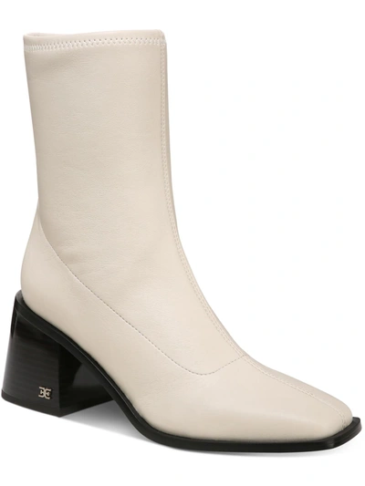 Shop Sam Edelman Wells Womens Block Heel Ankle Boots In White