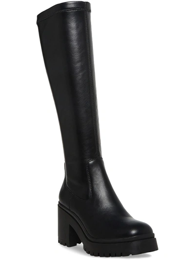 Shop Aqua College Ria Womens Lug Sole Faux Leather Knee-high Boots In Black