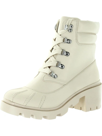 Madden Girl Bubbles Womens Side Zip Platform Ankle Boots In Beige