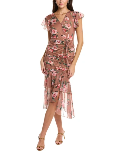 Shop Moonsea Ruffle Midi Dress In Brown