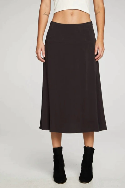 Shop Chaser Flouncy Side Slit Midi Skirt In Phantom In Black