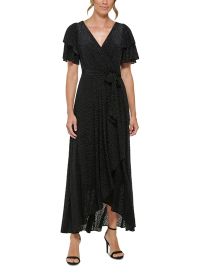 Shop Dkny Womens Velvet Burnout Maxi Dress In Black