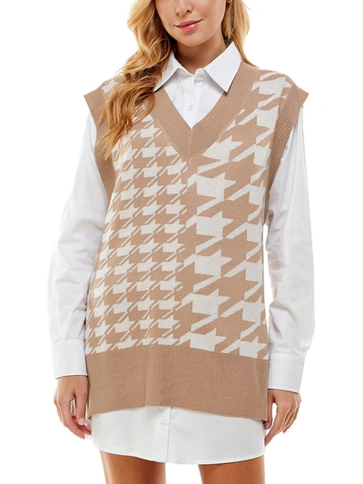 Shop Kingston Grey Juniors Womens Short Sweater Two Piece Dress In Brown