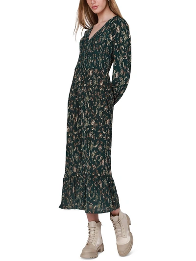 Shop Black Tape Womens Smocked Long Maxi Dress In Green