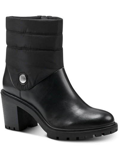 Shop Alfani Belcalise Womens Faux Leather Puffer Booties In Black