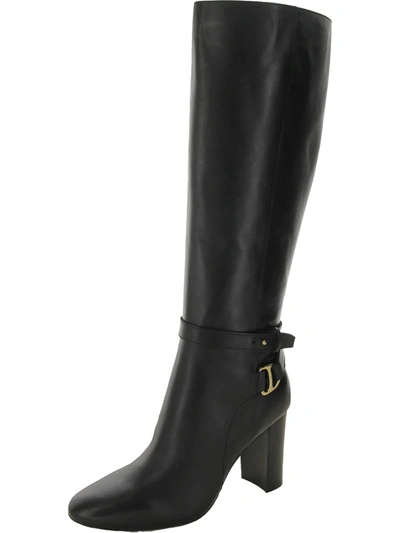 Shop Lauren Ralph Lauren Makenna Womens Leather Zip-up Knee-high Boots In Multi