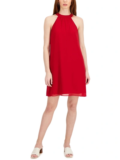 Shop Bar Iii Womens Sleeveless Mini Halter Dress In Red