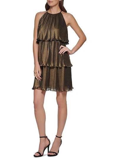 Shop Dkny Womens Tiered Mini Cocktail And Party Dress In Black